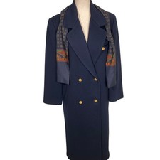 Forecaster of Boston Coat Womens 6 Navy Double Breasted Military 70s Wool USA