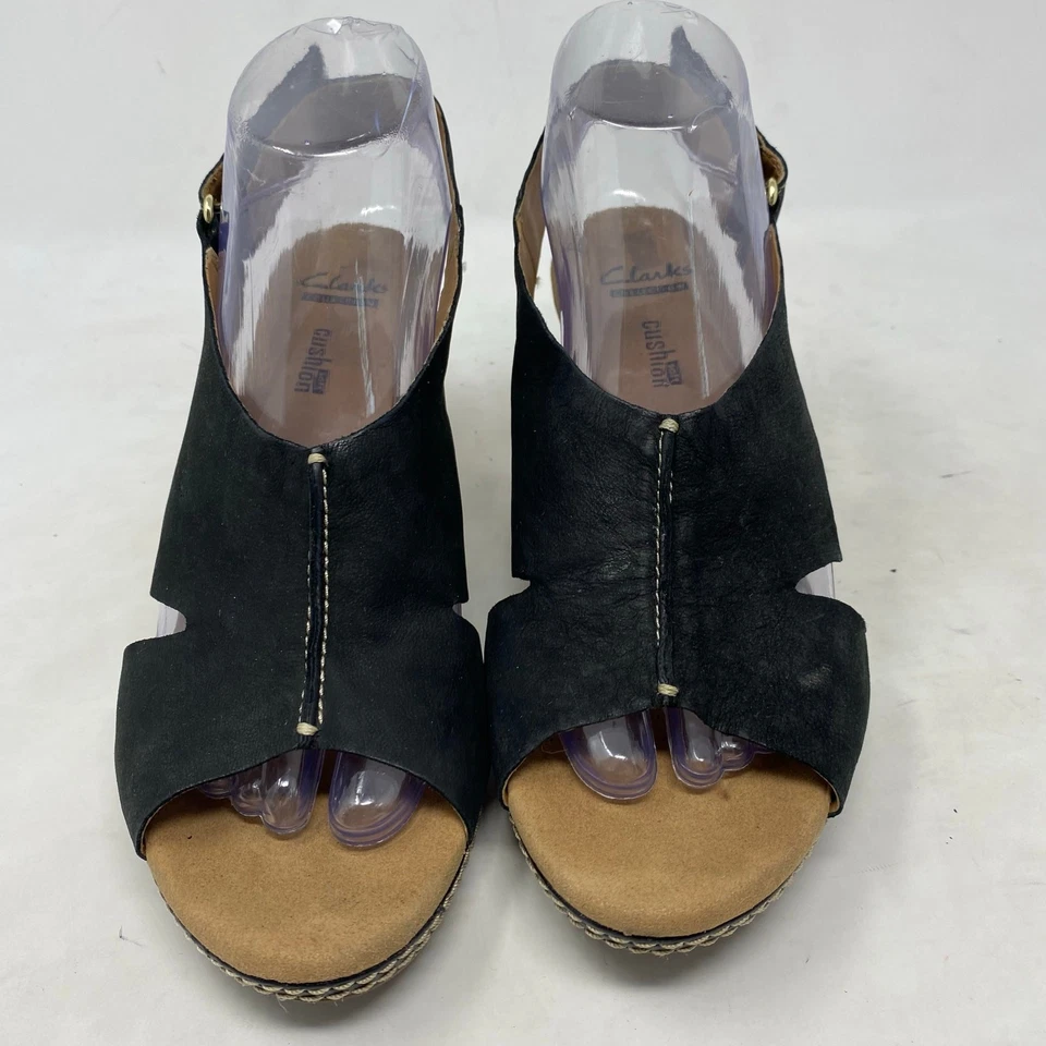 Sandálias anabela Clarks Helio almofada flutuante conforto macio cortiça feminina tamanho 9 - Imagem 3 de 4