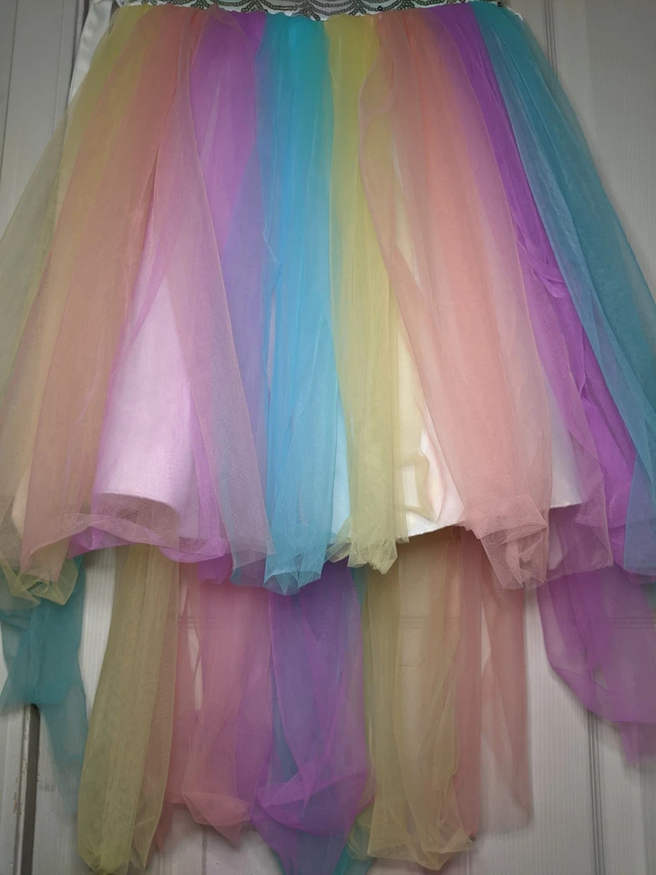 Sunny Fashion Boutique Girls Rainbow Sequin Tulle Party Dress – Halloween dress - Image 2 of 3