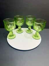 Set Of 4 Vintage Franciscan Cabaret Green Water Goblets 6”  