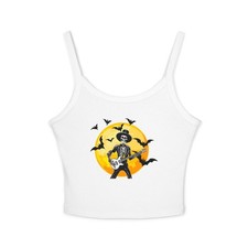 Camiseta sin mangas con correa de espagueti rockero de Halloween, ropa de Halloween para mujer