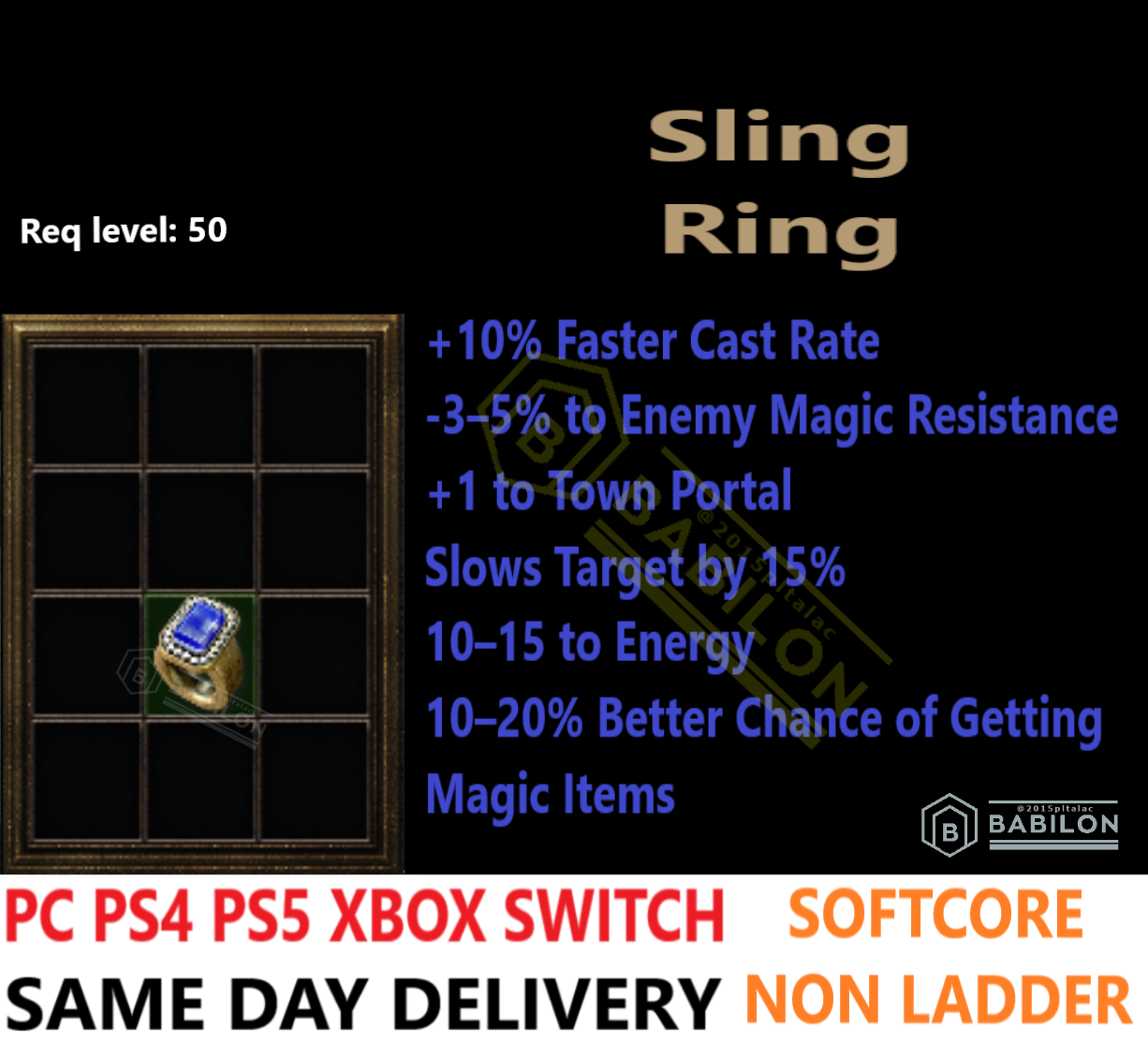 PC PS4 PS5 XBOX SWITCH Sling Ring Diablo 2 Resurrected Items D2R | eBay