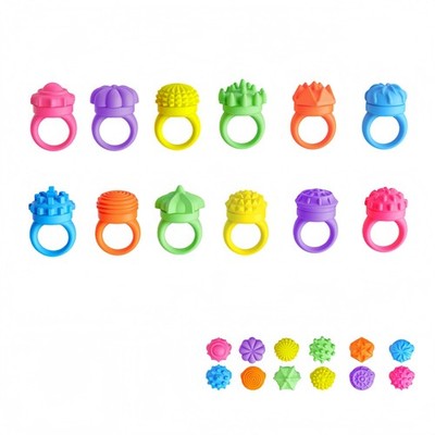 Silicone Fidget Spinner for Stress Relief, Tactile Fidget Ring Set - 12 Textu...