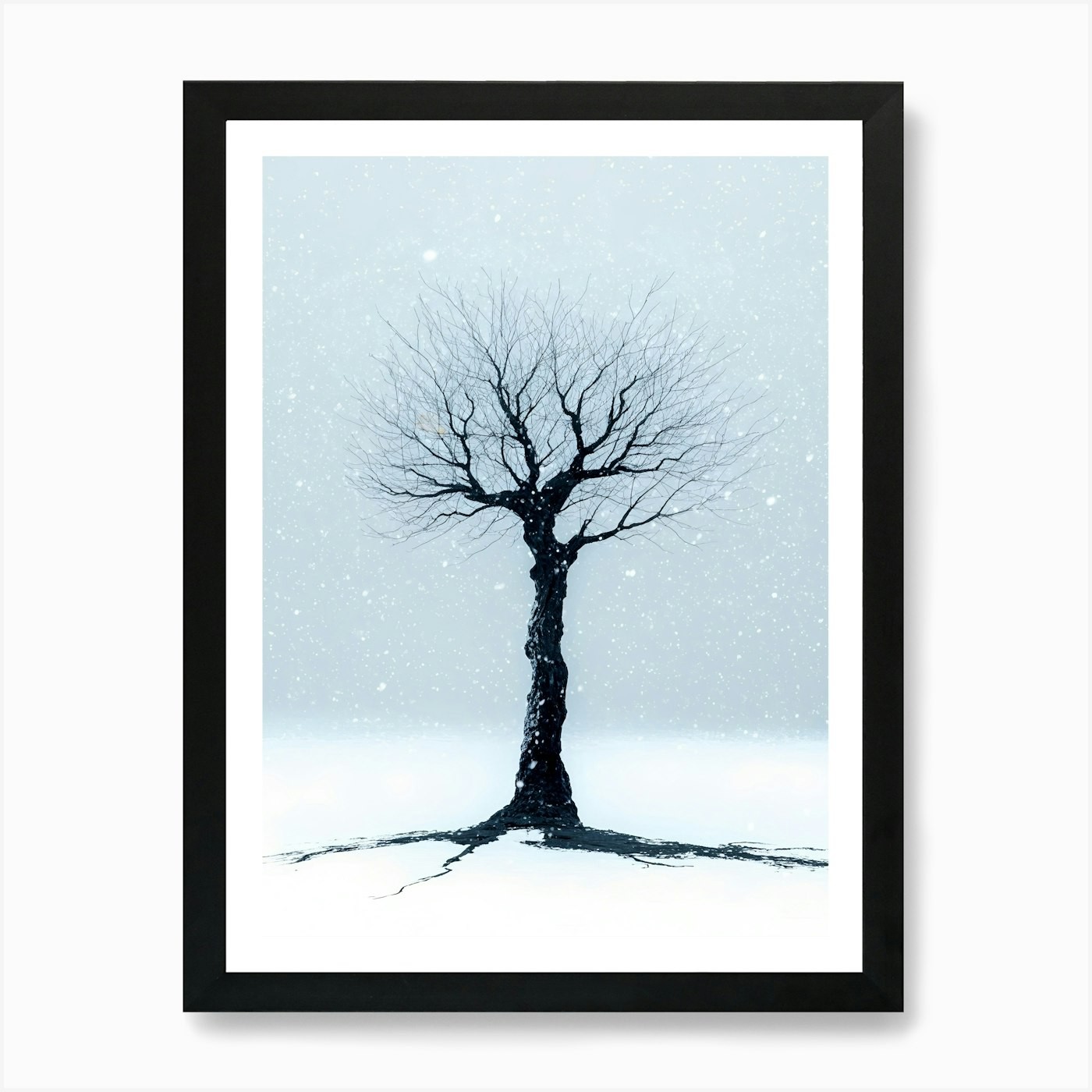 Tree In The Snow Art Print Framed Wall Art Poster Canvas Print Picture