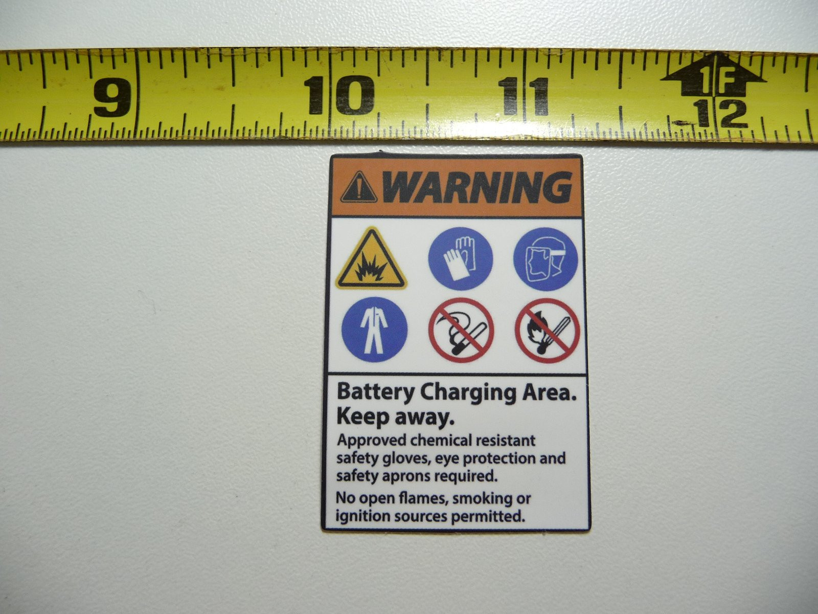 Battery Charging Area Warning Decal Sticker Mini Sign
