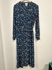 Talbots Cottage Multicolor Floral Midi Dress Cotton Pleated Modest 10
