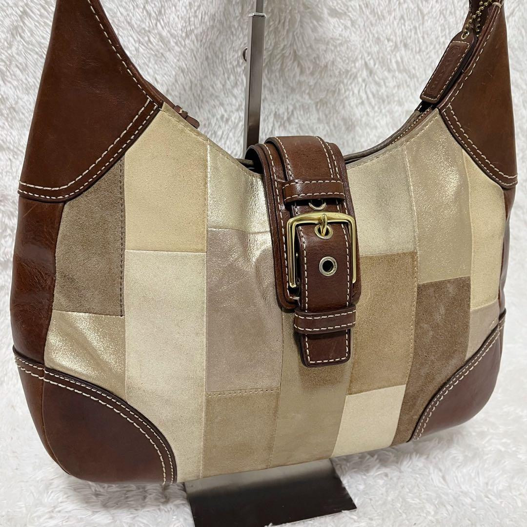 COACH Hampton Mosaic Patchwork Hobo Shoulder Bag … - image 1
