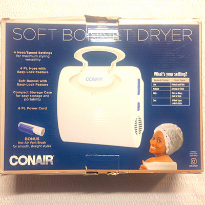 Conair SB1RNX Soft Bonnet Dryer 1875W, 4 Heat/Speed, Easy-Lock, Case