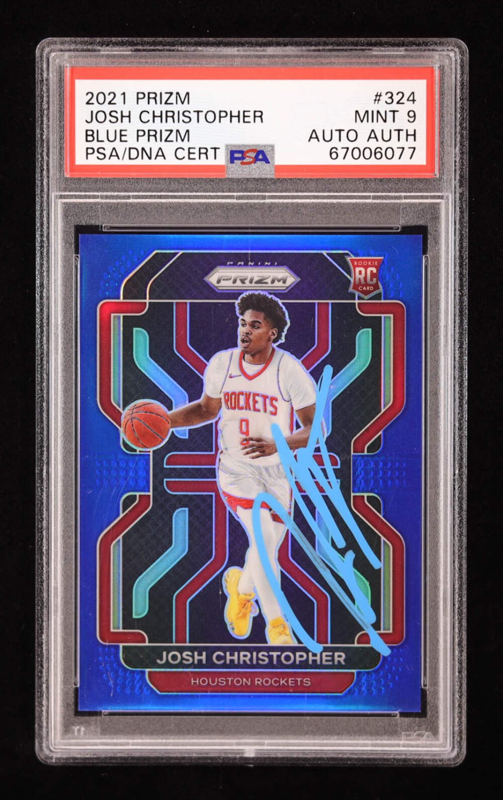 Josh Christopher Signed 2021-22 Panini Prizm Prizms Blue #324 #121/199 RC (PSA 9