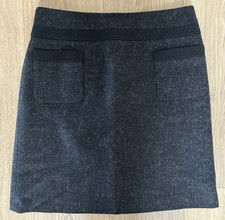Boden Wool Mini Skirt Patch Pocket Detail Size 6 Preppy Workwear Chic Black