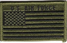 U.S. Air Force - USAF 2" x 3" Hook & Loop 2 Piece OD Green Flag Patch