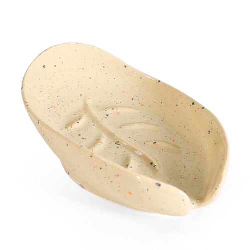 Soap Holder, Self Draining Soap Dish, Leaf Shape Ceramic Bar Soap Holder Drai...