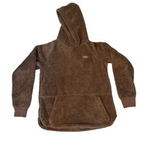 Abercrombie Kids Fleece Hoodie Sherpa Youth 15/16 Brown Pullover Kangaroo Pocket
