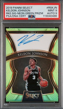 2019 PANINI SELECT #RSKJN KELDON JOHNSON RKE.SIG-NEON GREEN PRIZM PSA MINT 9 AU9