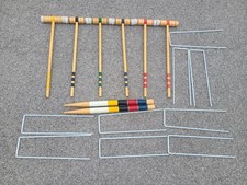 Vintage Wooden Croquet Set Striped