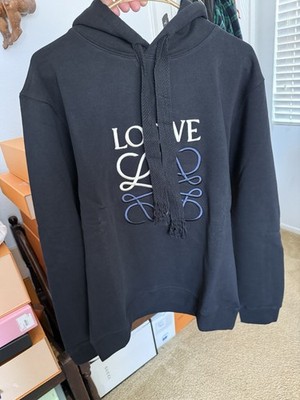 NWT LOEWE Anagram Embroidered Logo Hoodie Black Size Large