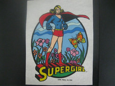Original Vintage 1976 Supergirl DC Comics Iron On Transfer 8 1/2 by 11