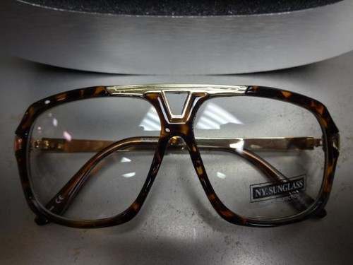 CLASSIC VINTAGE RETRO Hip Hop Style Clear Lens EYE GLASSES Tortoise & Gold Frame - 第 10/10 張圖片