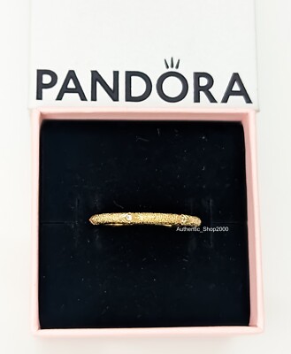 New 100% Authentic PANDORA ME 14K Gold Plated Texture & Stones Ring 163322C01