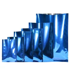 100 PCS Flat Glossy Electric Dark Blue Metallic Open Top Heat Sealable Food Bags