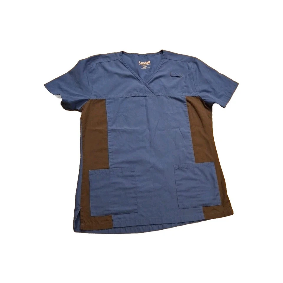 Nurse/Scrub Top, Blue & Black With Multiple Pockets Women's Size XS (XSM) - Image 2 of 4