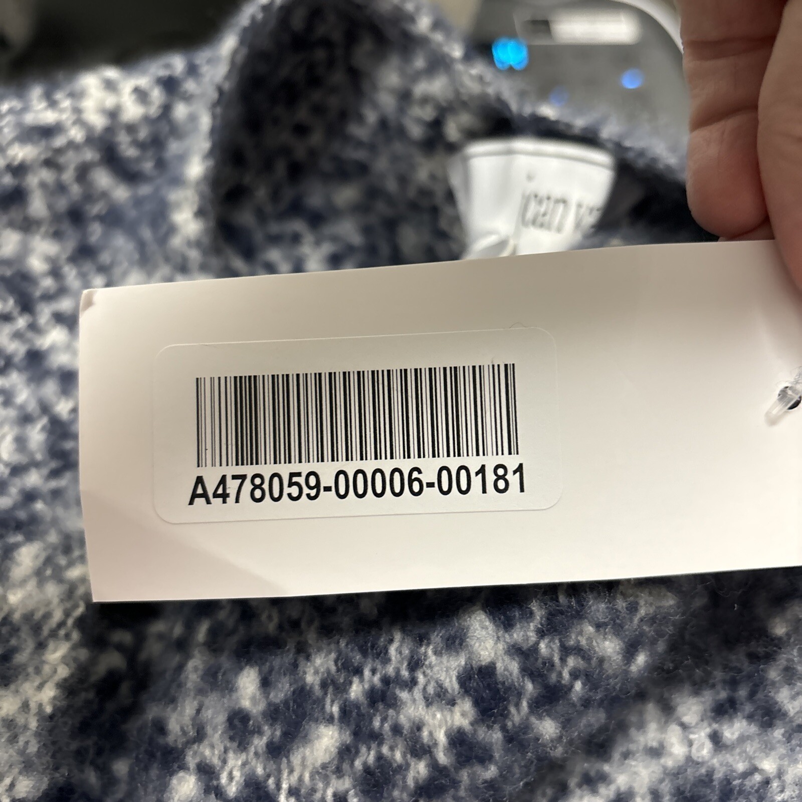 NWT Joan Vass Women's OS Cape Shawl Blue Cream Soft