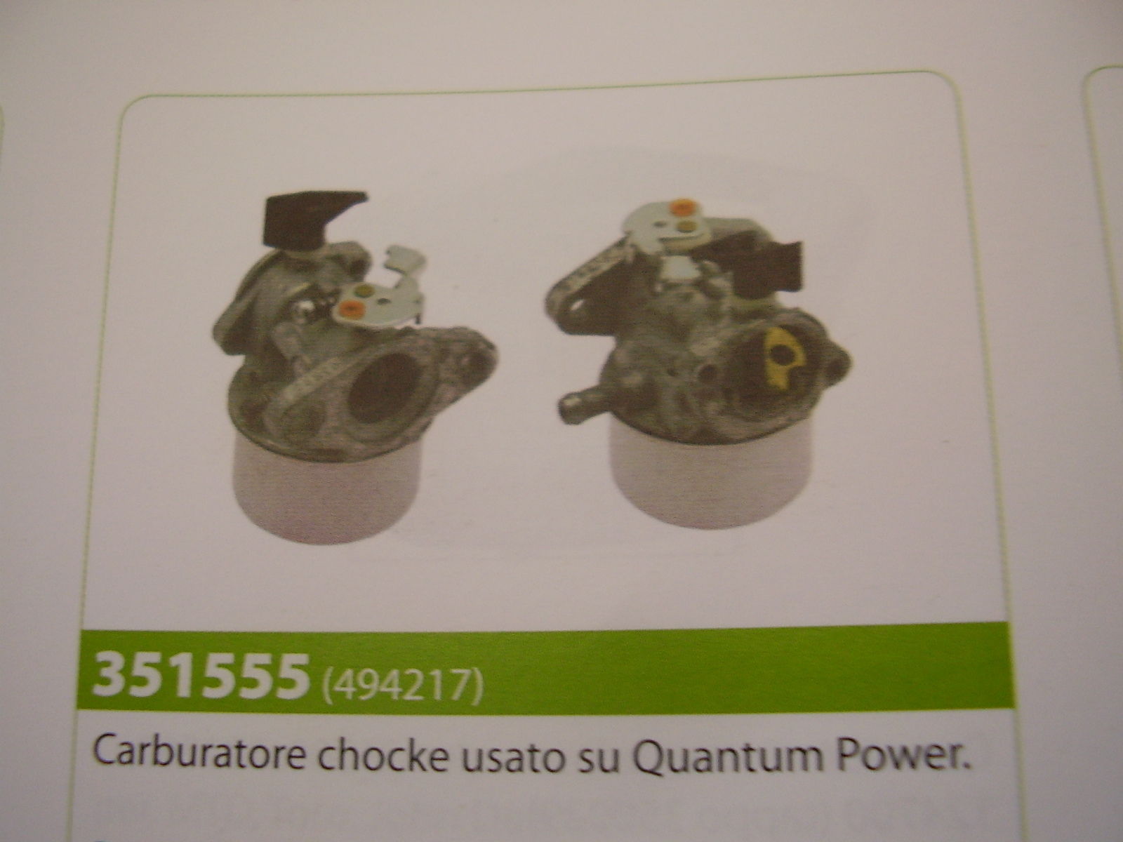 CARBURATORE CHOCHE USATO SUL BRIGGS & STRATTON QUANTUM POWER
