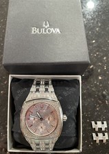 BULOVA Watch SS Crystals Swarovski Unisex C876965 Water Resistant STUNNING