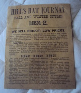 Rare Hill's Hat Journal Fall Winter 1891-2 Trade Catalog  44 page  Men's Hats