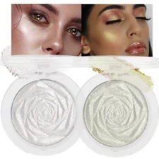 evpct Pearl White & Blonde Gold Face Highlighter Makeup Shimmer Glitter Diamo...