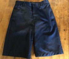 Lands End Navy Blue School Uniform Flat Front Shorts Size 18S Adjustable Waist
