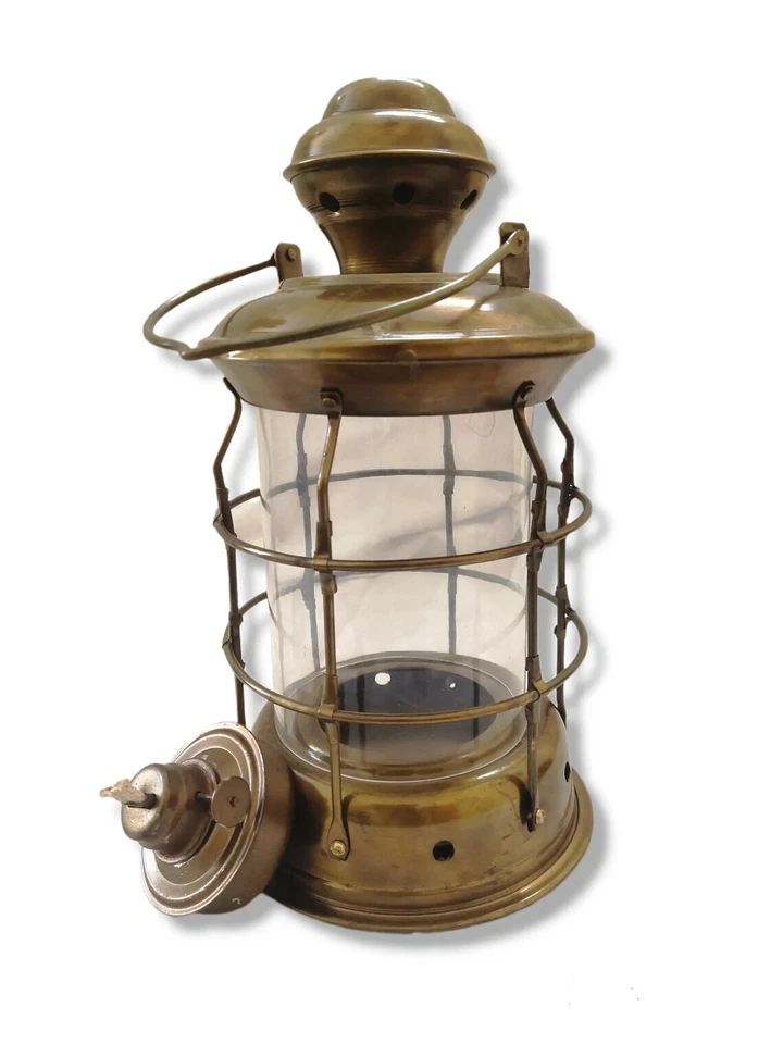 Antique Finish 12" Brass Lantern Cargo Ship Boat Lamp Maritime Nautical Décor - Image 3 of 4