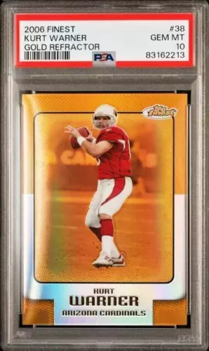 2006 Topps Finest Kurt Warner 38 Gold Refractor #/49 PSA 10 Gem Mint POP 3