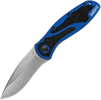 New Kershaw Blur A/O Navy Blue 1670NBSW 4 1/2'' closed linerlock. 3 1/4'' stonewas