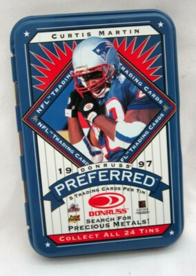 Curtis Martin 1997 Donruss Preferred 4.5'' Blue Empty Tin!Patriots RB GOAT HOF