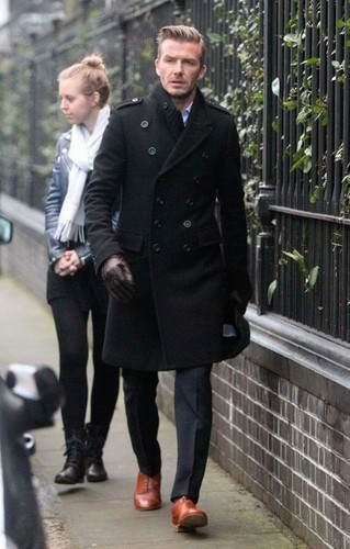 Mens Trench Coat Black Winter Tweed 
