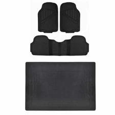Tough Weather MOTORTREND 4pc Rubber Floor Mats & Liner HEAVY DUTY - Black