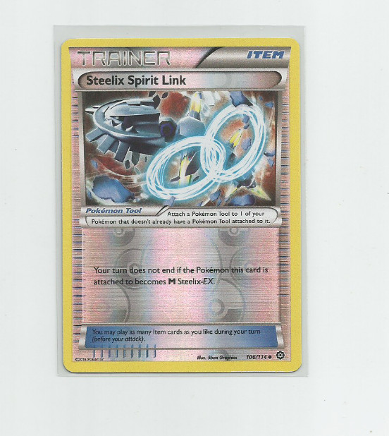2016 Pokemon STEELIX SPIRIT LINK 106/114 - XY Steam Siege - Rev Holo - MINT