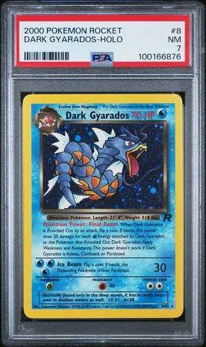 2000 POKEMON ROCKET #8 DARK GYARADOS-HOLO PSA 7