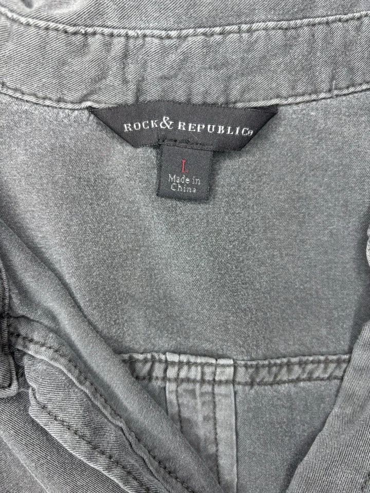 Túnica Rock & Republic Manga Larga Botón Frontal Mujer Grande Súper Suave Informal Foto 3 de 4