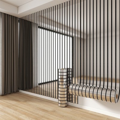 Self-Adhesive 3D Wall Decal-3D Grid Wallpaper, Silvery Mirror Stripes Wall Panel