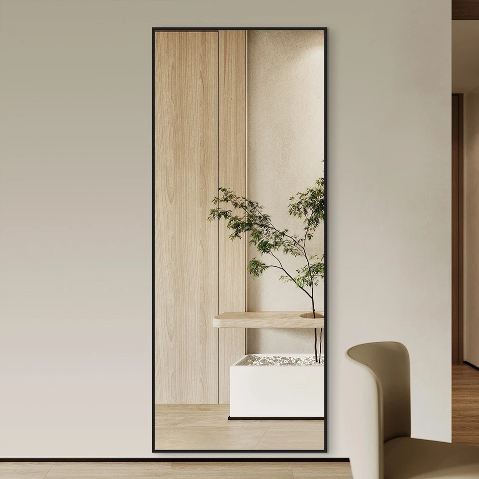 Large Full Size 70x170cm Mirror Aluminium Frame Tall Floor Wall Bathroom Makeup - image 3 of 4