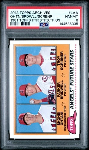 2018 Topps Archives 1981 Topps Future Stars Trios #LAA Shohei Ohtani 1981 PSA 8