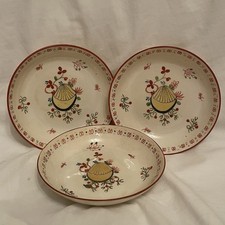 Antique Set Of 3 Georgian Machin Yellow Shell Hand painted 6 Inch Bowls