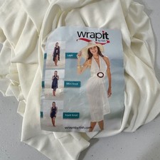 Wrapit by Tish Multi-Way Resort Dress Swimsuit Cover Up Beach Cream Women OS