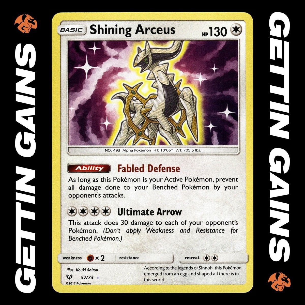 shining legends pokemon cards Shining Arceus - 57/73 - Ultra Rare - Shining Legends - Pokemon Card - NM/M