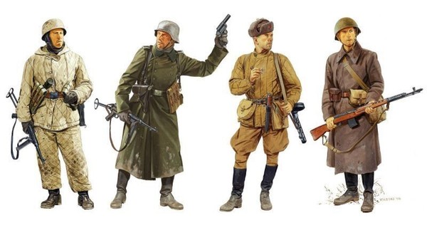 Ostfront Winter Combatants 1:3 5 Figure Kunststoff Modell Kit Dragon Models-image