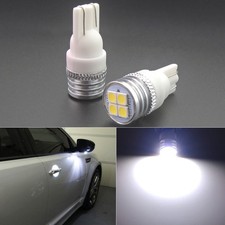 2pcs Bright 6000k White T10 168 W5w Led Side Rearview Mirror Puddle Light Bulbs