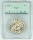 1945-D PCGS MS66 Walking Liberty Half Dollar Rattler Holder PQ