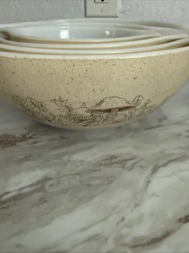 Vintage Pyrex Cinderella Forest Fancies Mushroom Nesting Mixing Bowls Set of 4